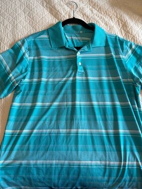 Walter Hagen Turquoise Striped Polo Shirt